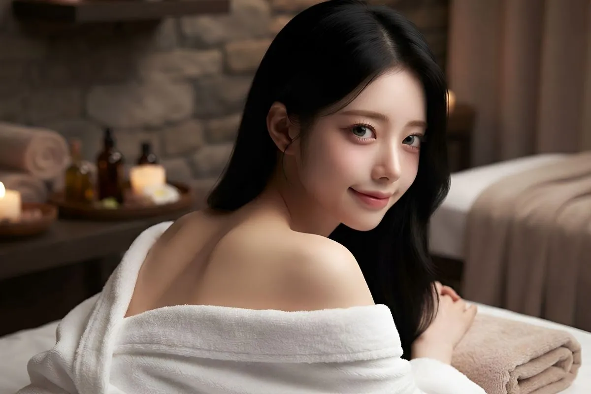 용두동출장마사지 관리사가 신축 오피스텔 거실에서 아로마 코스를 준비하는 모습
